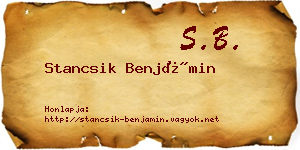 Stancsik Benjámin névjegykártya